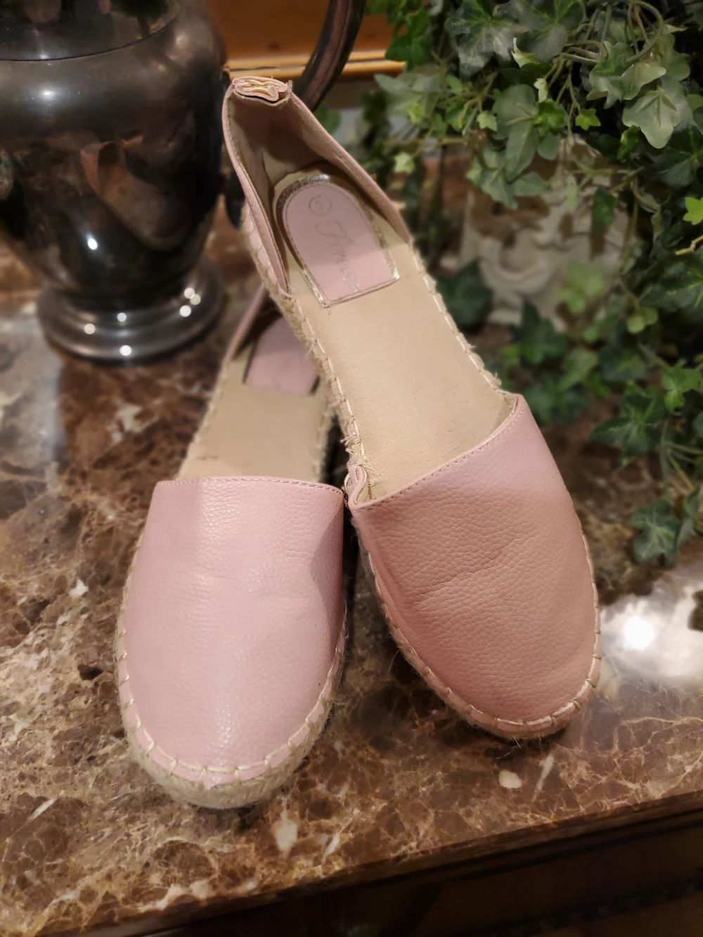 Forever Pink Espadrille Slip-On Flats, Size 9M